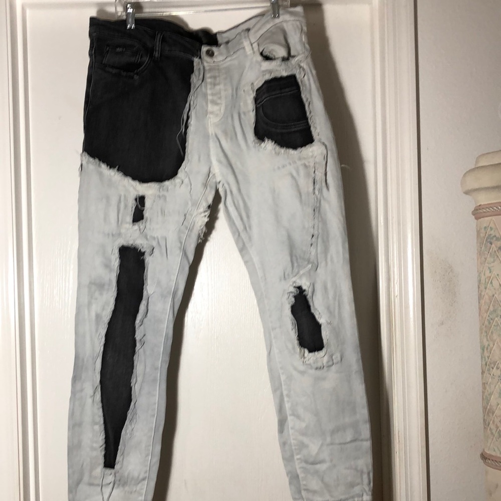 Two-Tone Distressed Jeans